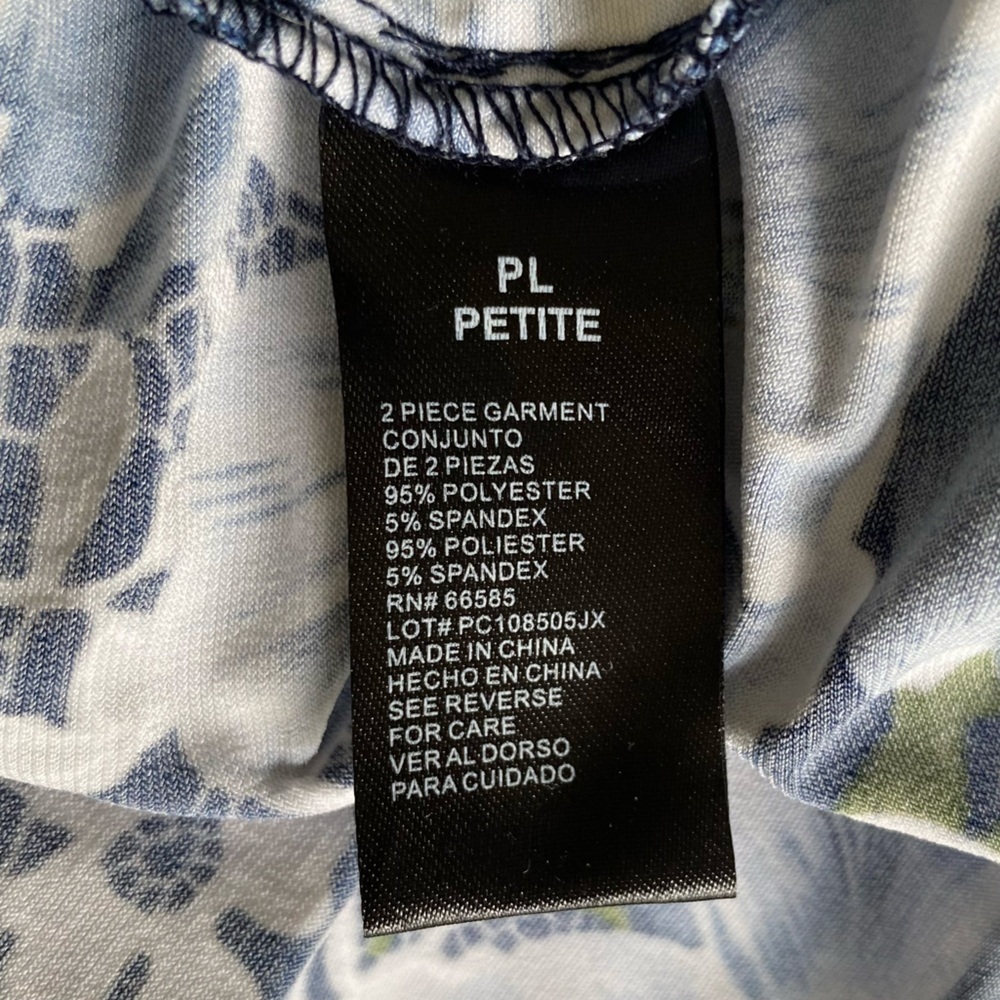 PERCEPTIONS Petite Dress Sleeveless Puff Print Lace Floral Blue White Wo… - Picture 13 of 14